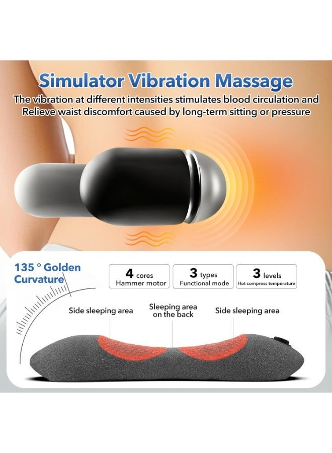 Arabest 3 in 1 Rechargeable Back Massager with Heat, Height Adjustable for Bed and Chair, Electric Lumbar Support Pillow Back Massager, Relieves Deep Tissue Pain, Lumbar Wedge Cushion - Image 2